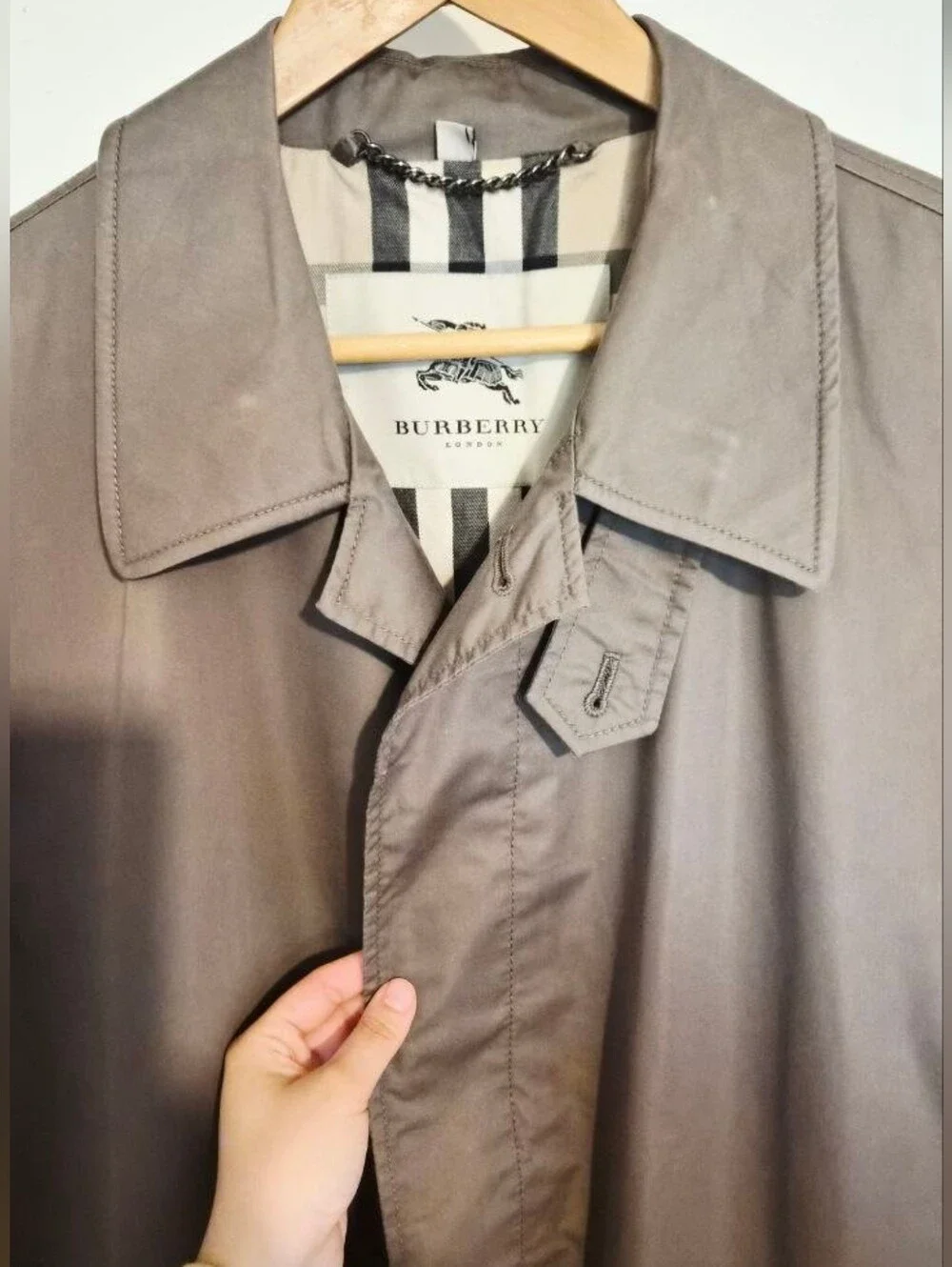 Authentic BURBERRY Men's Trench Coat Classic Long Overcoat Taupe XL